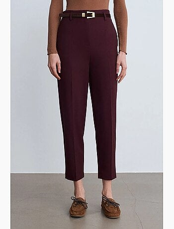 Pantaloni in crêpe a vita alta a gamba dritta dilvin
