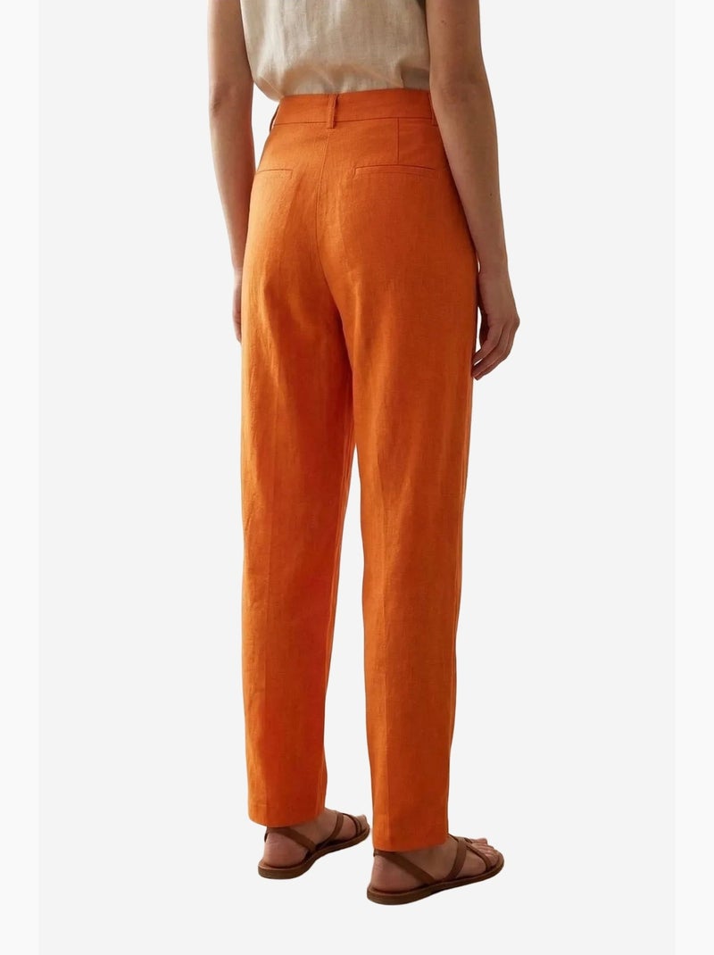 Pantaloni in crêpe a vita alta a gamba dritta my fashion Arancione - Kiabi