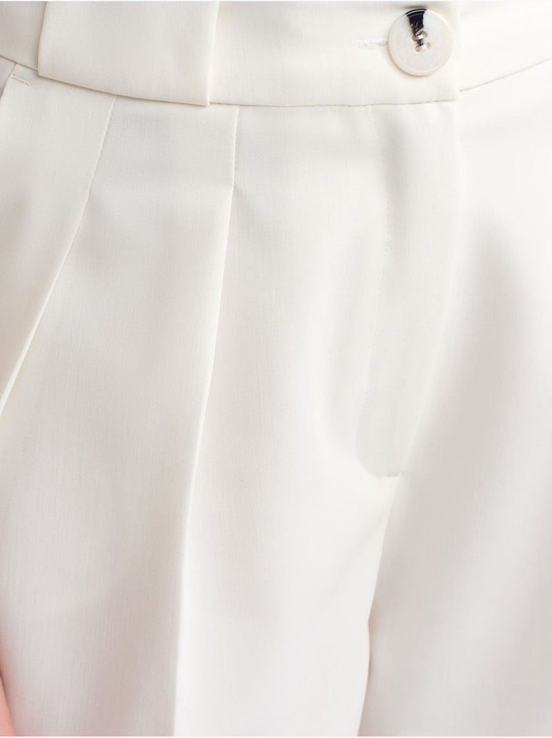 Pantaloni in crêpe a vita alta da donna a gamba ampia dilvin Bianco - Kiabi