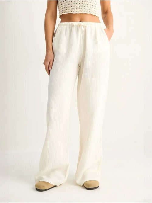 Pantaloni in crêpe di cotone a gamba larga lucci - Kiabi