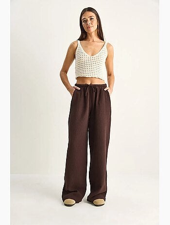 Pantaloni in crêpe di cotone a gamba larga lucci