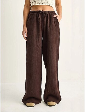 Pantaloni in crêpe di cotone a gamba larga lucci