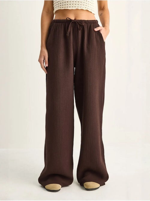 Pantaloni in crêpe di cotone a gamba larga lucci - Kiabi