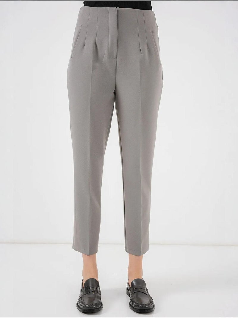 Pantaloni in crêpe slim fit a vita alta alla caviglia bdart Grigio - Kiabi