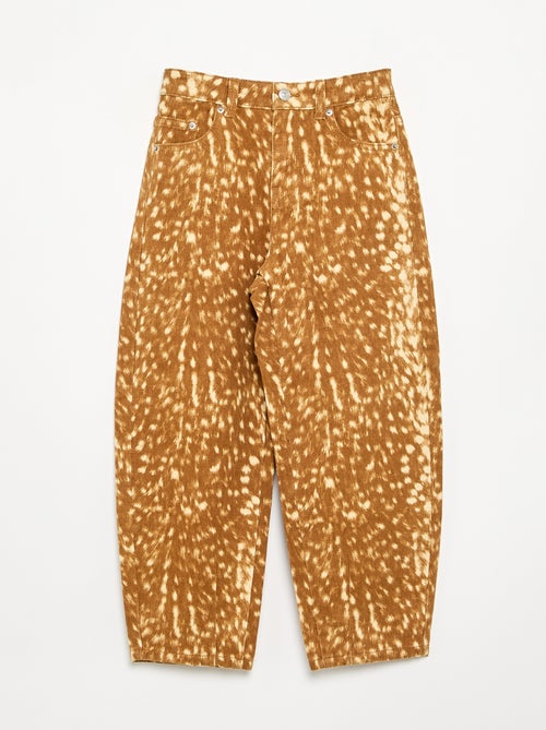 Pantaloni in denim a forma barrel con stampa 'cerbiatto' - Kiabi
