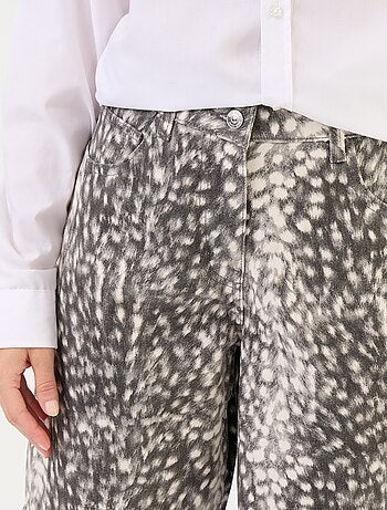 Pantaloni in denim a palloncino a vita alta fantasia