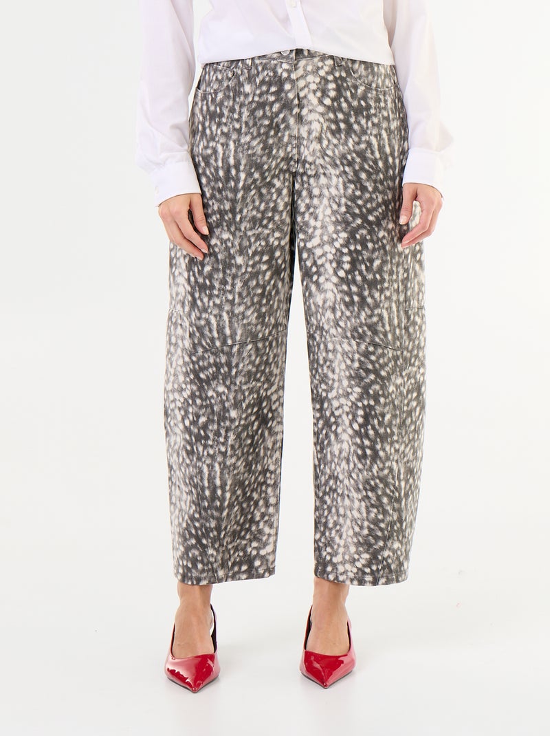 Pantaloni in denim a palloncino a vita alta fantasia Grigio - Kiabi
