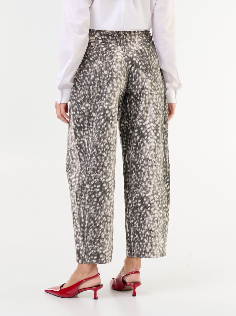 Pantaloni in denim a palloncino a vita alta fantasia Grigio - Kiabi