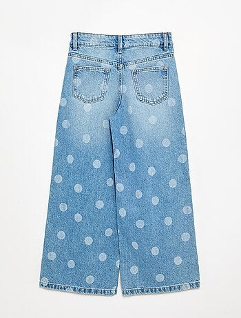 Pantaloni in denim a pois