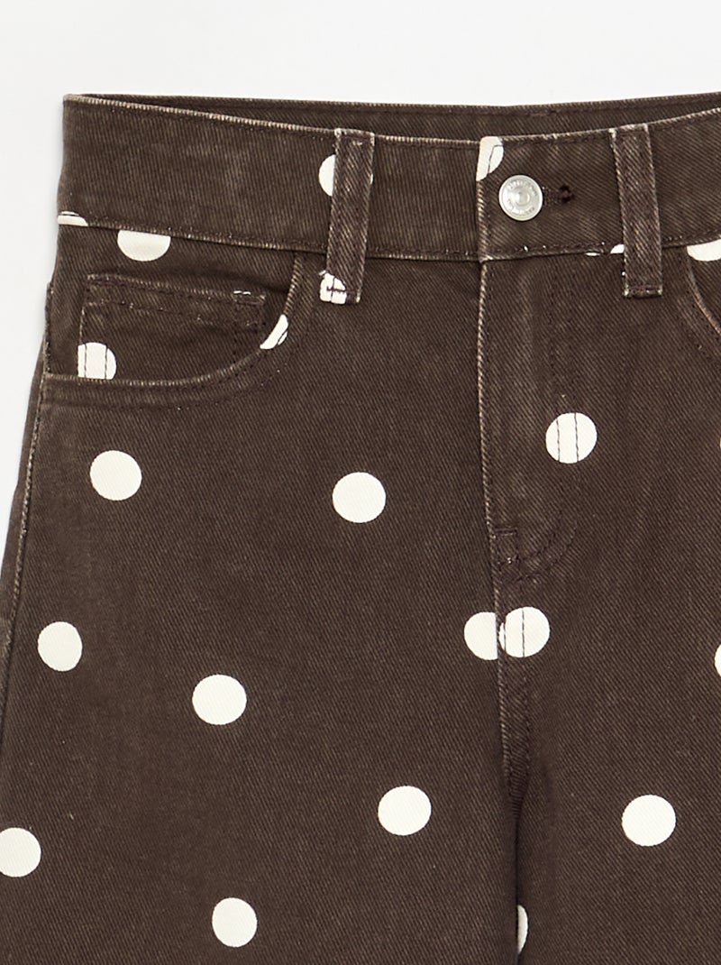 Pantaloni in denim a pois Marrone - Kiabi