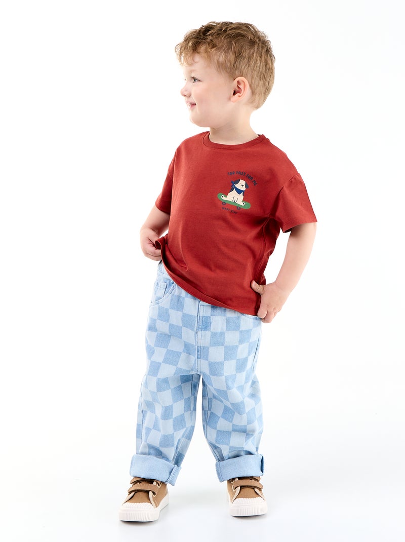 Pantaloni in denim a quadri Blu - Kiabi