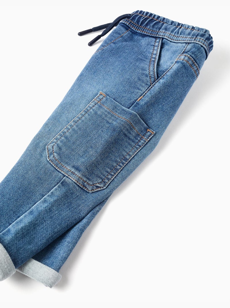 Pantaloni in denim a straight fit con tasche cargo Blu Blu - Kiabi