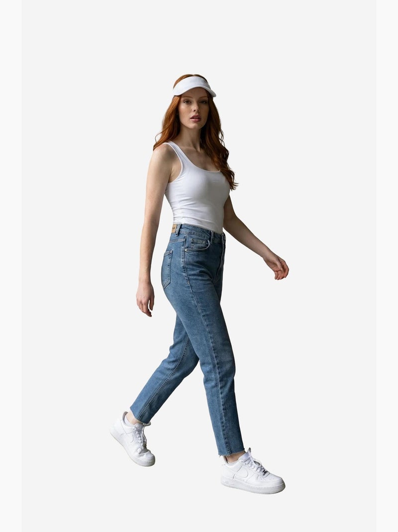 Pantaloni in denim a vita alta a gamba skinny my fashion Blu - Kiabi