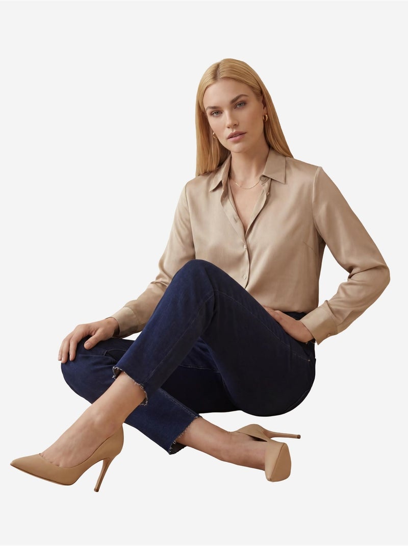Pantaloni in denim a vita alta a gamba skinny my fashion Blu oltremare - Kiabi