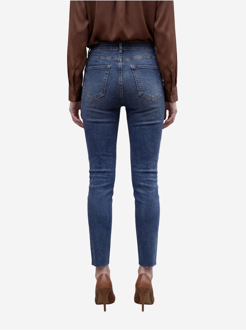 Pantaloni in denim a vita alta a gamba skinny my fashion Blu scuro - Kiabi