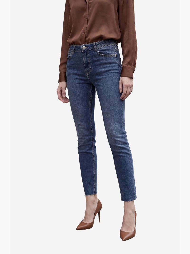 Pantaloni in denim a vita alta a gamba skinny my fashion Blu scuro - Kiabi