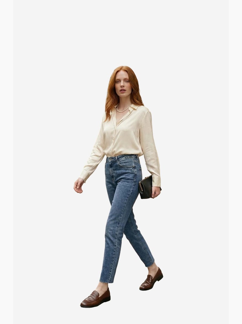 Pantaloni in denim a vita alta a gamba skinny my fashion Blu zaffiro - Kiabi