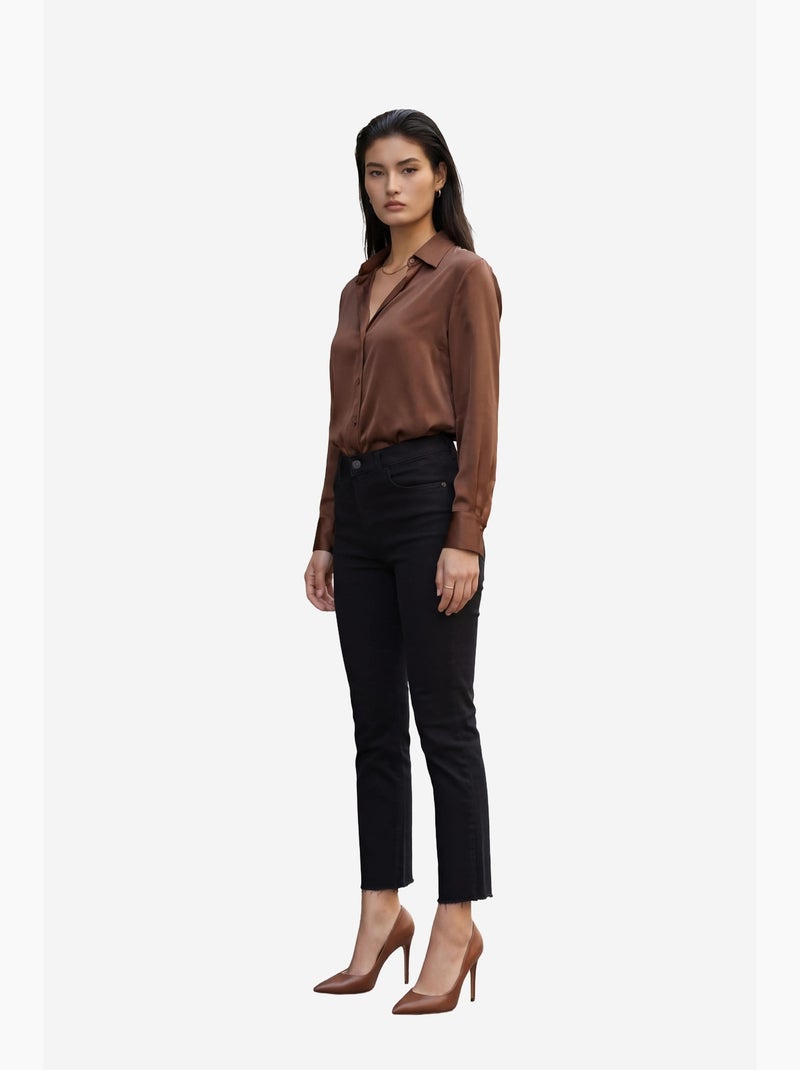 Pantaloni in denim a vita alta a gamba skinny my fashion Nero - Kiabi