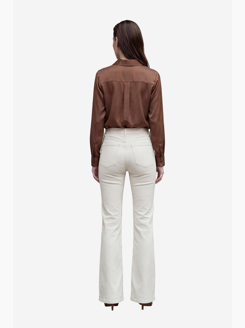 Pantaloni in denim a vita alta a zampa my fashion Crema - Kiabi