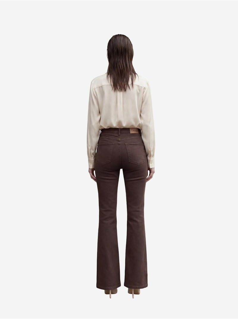 Pantaloni in denim a vita alta a zampa my fashion Marrone scuro - Kiabi