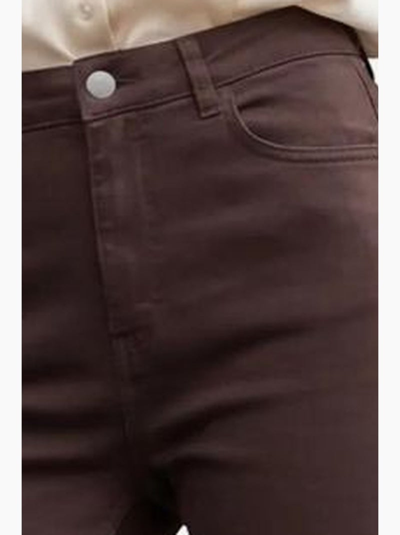 Pantaloni in denim a vita alta a zampa my fashion Marrone scuro - Kiabi