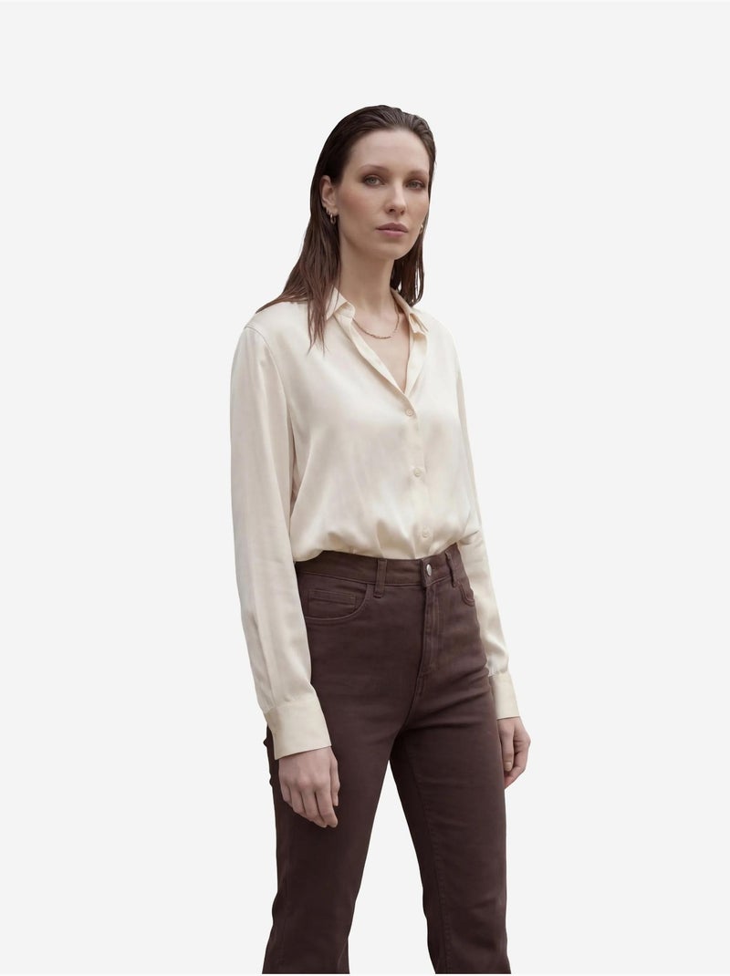 Pantaloni in denim a vita alta a zampa my fashion Marrone scuro - Kiabi