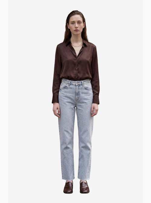 Pantaloni in denim a vita alta, lunghezza alla caviglia, gamba dritta, con tasche my fashion - Kiabi Pantaloni in denim a vita alta, lunghezza alla caviglia, gamba dritta, con tasche my fashion - Kiabi