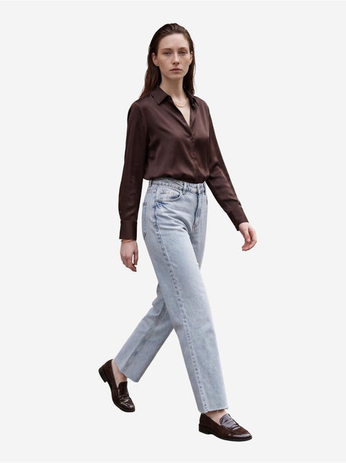 Pantaloni in denim a vita alta, lunghezza alla caviglia, gamba dritta, con tasche my fashion - Kiabi Pantaloni in denim a vita alta, lunghezza alla caviglia, gamba dritta, con tasche my fashion - Kiabi