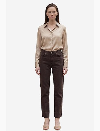 Pantaloni in denim a vita alta, lunghezza alla caviglia, gamba dritta, con tasche my fashion