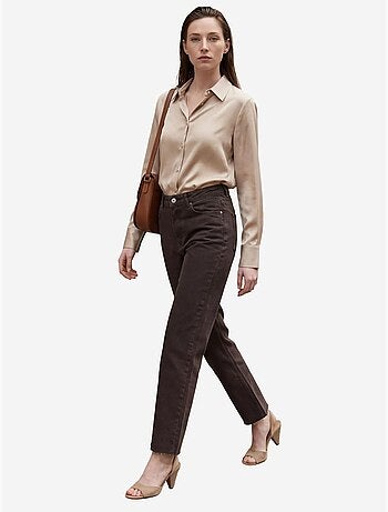 Pantaloni in denim a vita alta, lunghezza alla caviglia, gamba dritta, con tasche my fashion