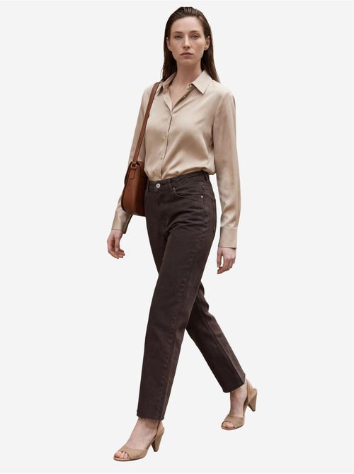 Pantaloni in denim a vita alta, lunghezza alla caviglia, gamba dritta, con tasche my fashion - Kiabi Pantaloni in denim a vita alta, lunghezza alla caviglia, gamba dritta, con tasche my fashion - Kiabi
