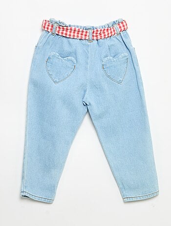 Pantaloni in denim + cintura da annodare