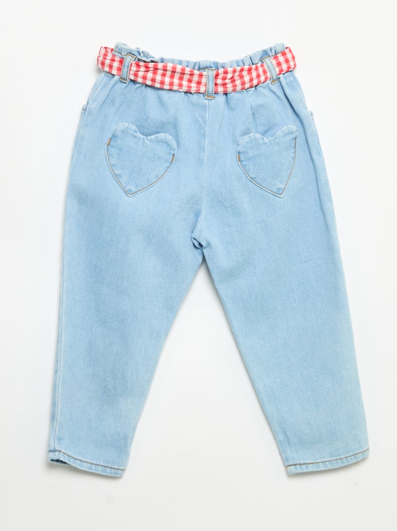 Pantaloni in denim + cintura da annodare Bianco - Kiabi