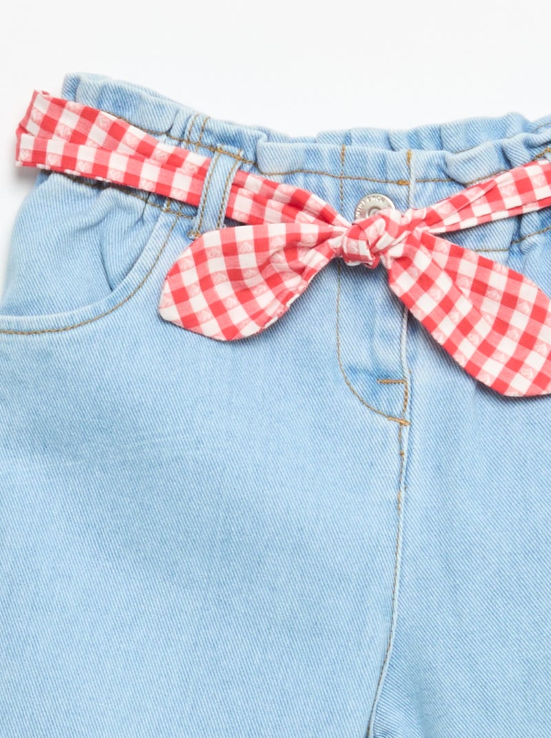 Pantaloni in denim + cintura da annodare Bianco - Kiabi