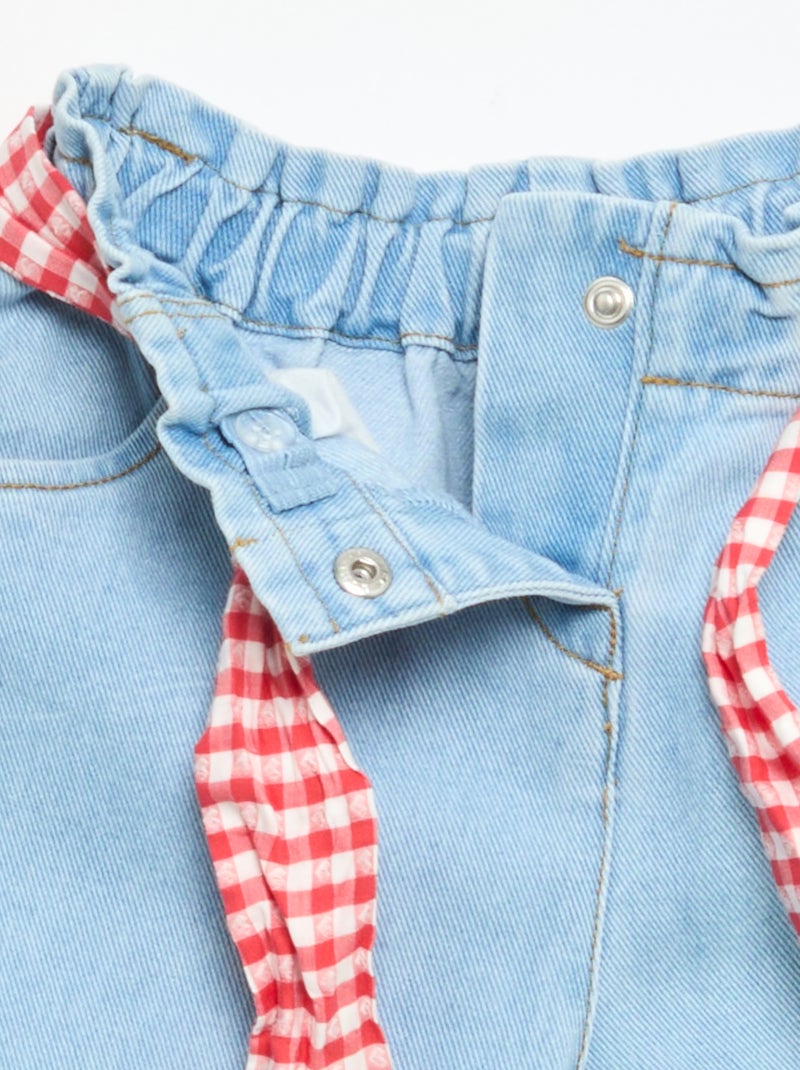 Pantaloni in denim + cintura da annodare Bianco - Kiabi