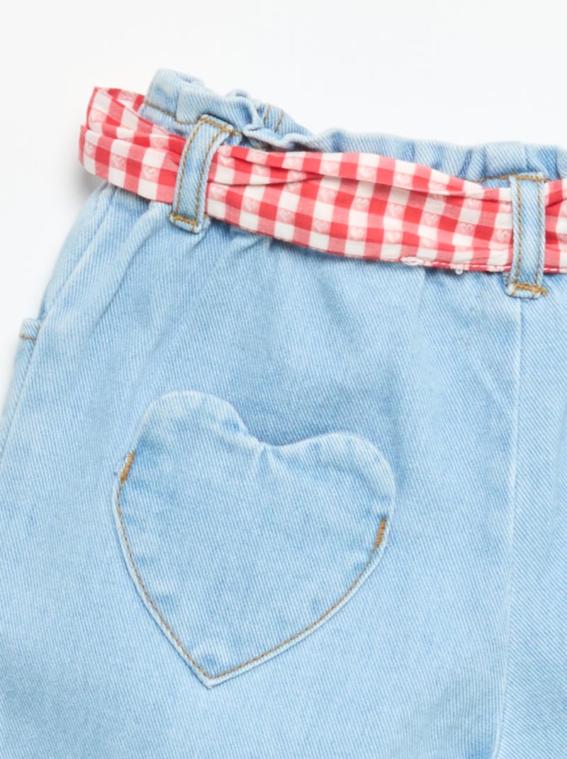 Pantaloni in denim + cintura da annodare Bianco - Kiabi