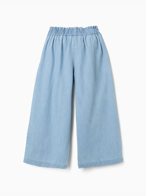 Pantaloni in denim con cintura floreale e vita paperbag - Kiabi
