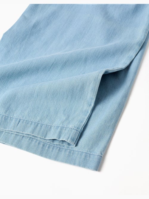 Pantaloni in denim con cintura floreale e vita paperbag - Kiabi