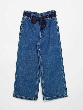 Pantaloni in denim con cintura in tessuto