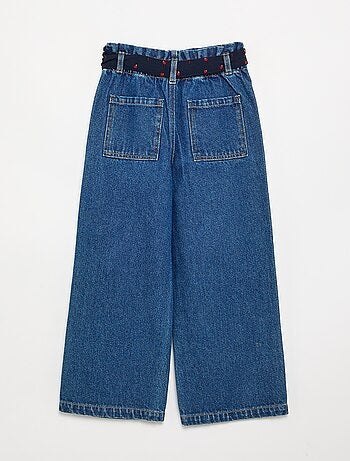 Pantaloni in denim con cintura in tessuto