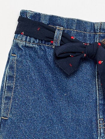 Pantaloni in denim con cintura in tessuto