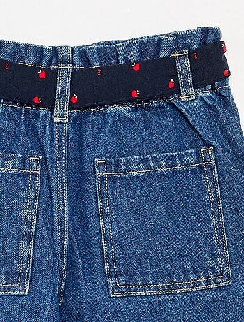 Pantaloni in denim con cintura in tessuto