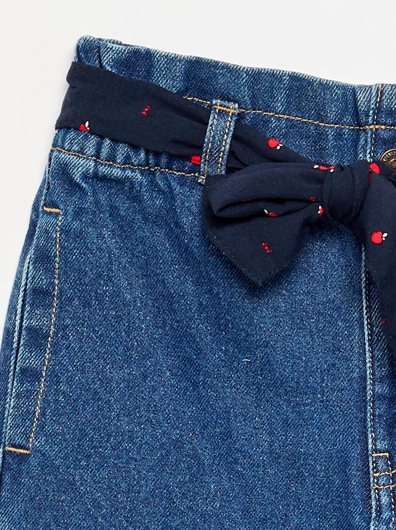 Pantaloni in denim con cintura in tessuto Blu - Kiabi