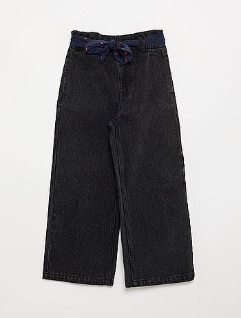 Pantaloni in denim con cintura in tessuto