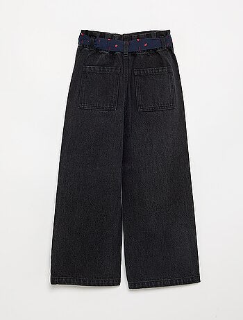 Pantaloni in denim con cintura in tessuto