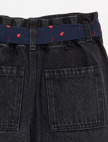 Pantaloni in denim con cintura in tessuto