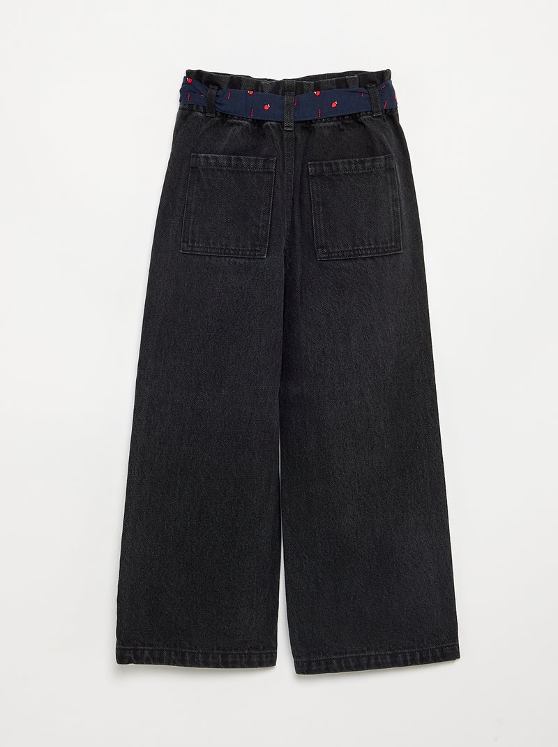 Pantaloni in denim con cintura in tessuto Nero - Kiabi