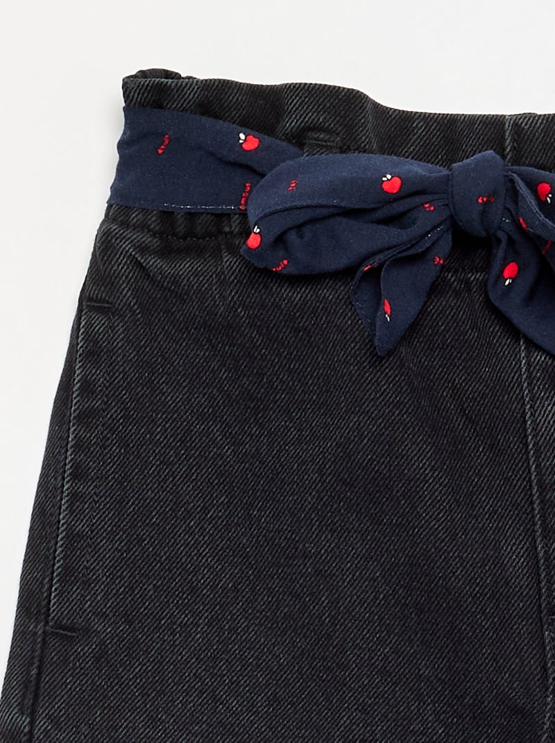 Pantaloni in denim con cintura in tessuto Nero - Kiabi