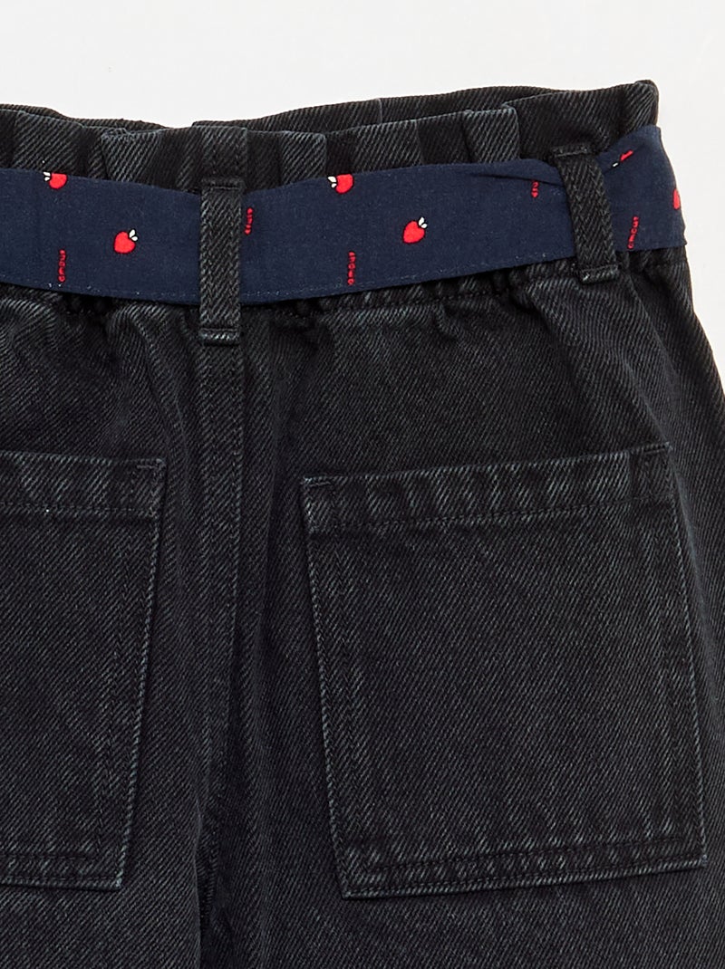 Pantaloni in denim con cintura in tessuto Nero - Kiabi