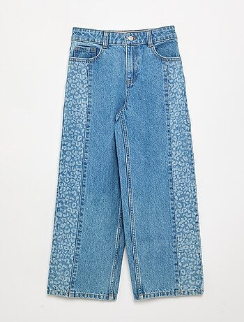 Pantaloni in denim con inserti stampati